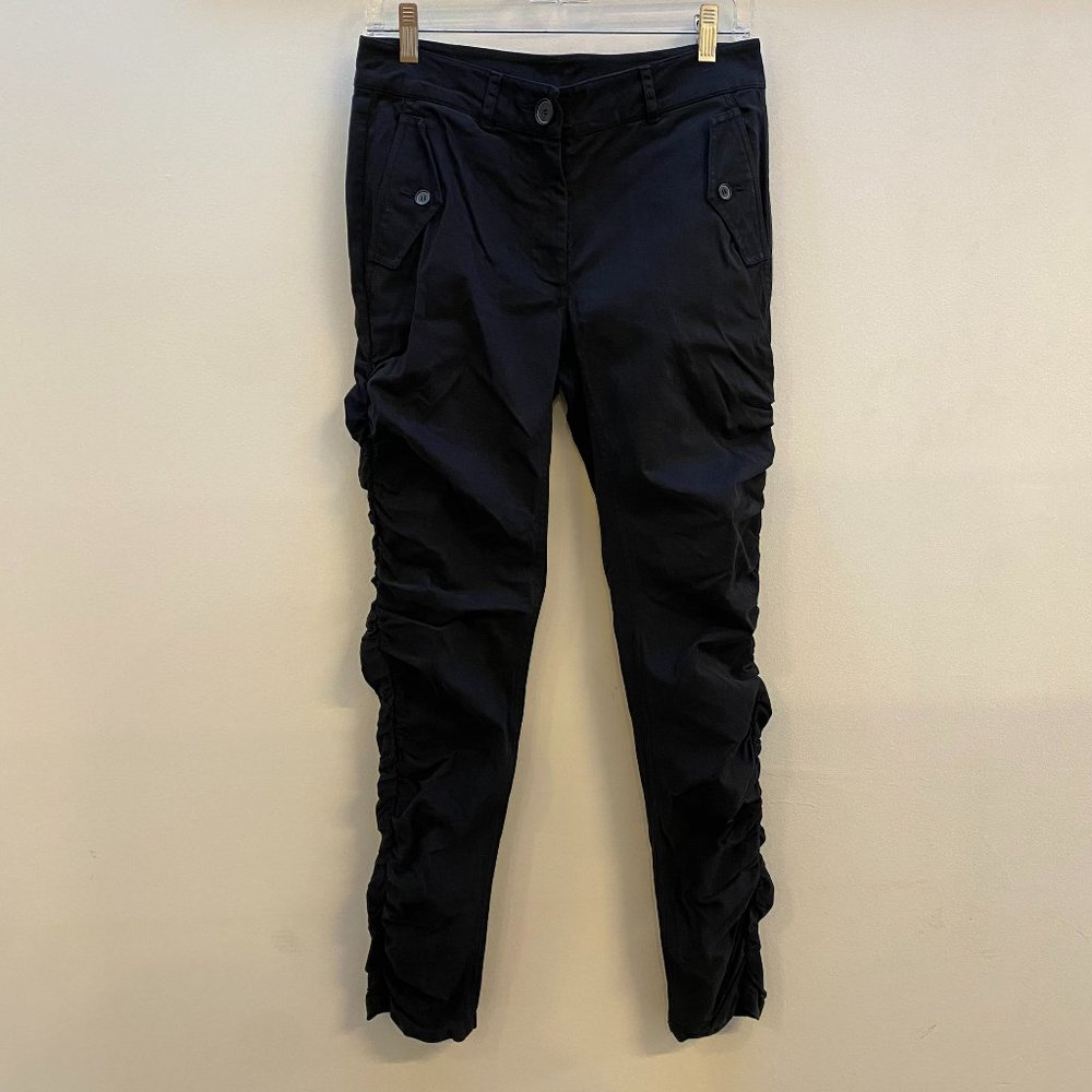 Robert Rodriguez Black Ruched Twill Pants Size 2 NEVER WORN